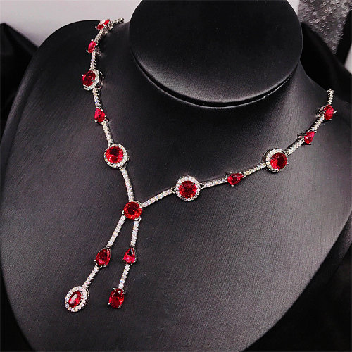 Rote Taubenblut-Rubin-Diamant-Halskette für Frauen