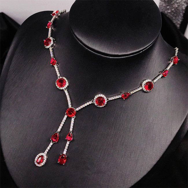 collier de diamants rubis de sang de pigeon rouge pour les femmes