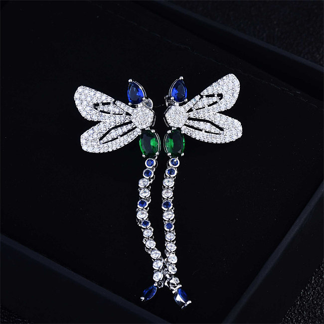 diamond and crystal dragonfly earrings for women