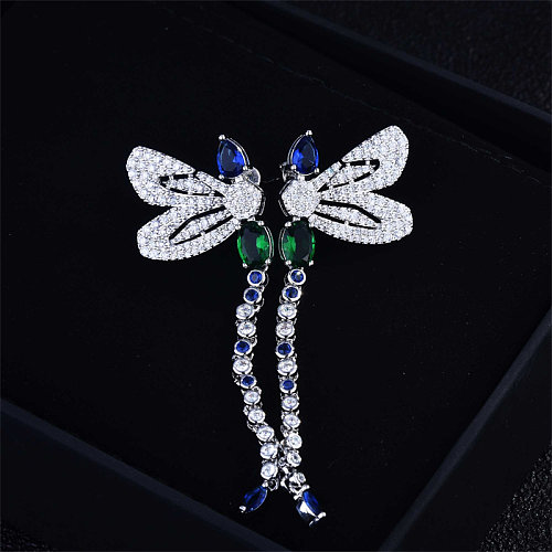 brincos de libélula de diamante e cristal para mulheres