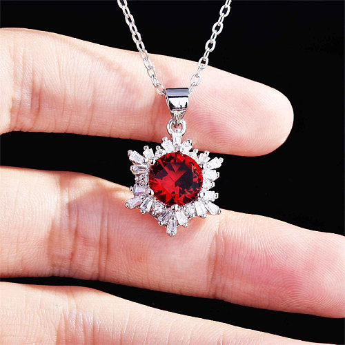 Ruby Zirconia snowflake necklace for women