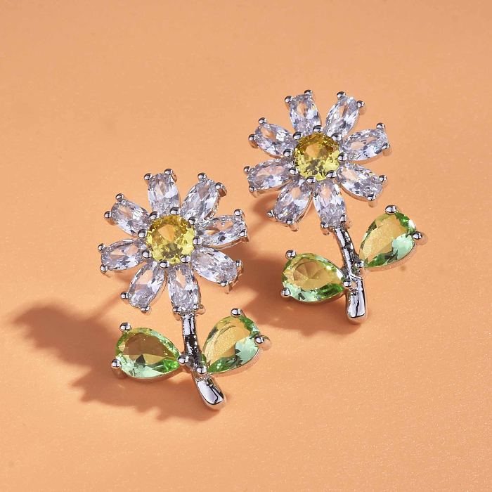 Gänseblümchenblumen-Kristall- und Diamantohrringe für Teenager
