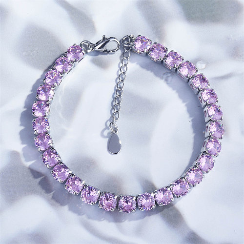 pulseira de diamante de quartzo rosa de luxo para mulheres