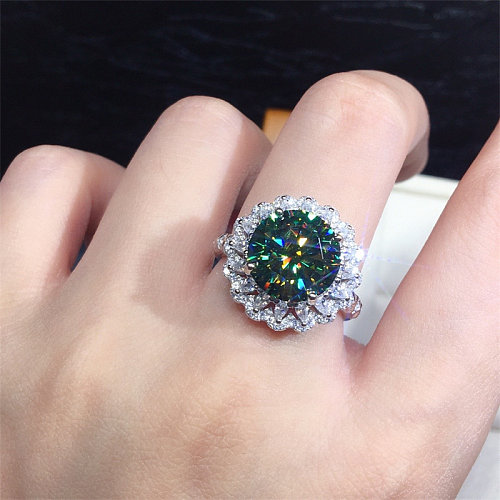 anéis ajustáveis ​​de diamante esmeralda para mulheres