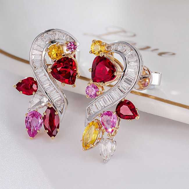 Women's Ruby Diamond Heart earrings