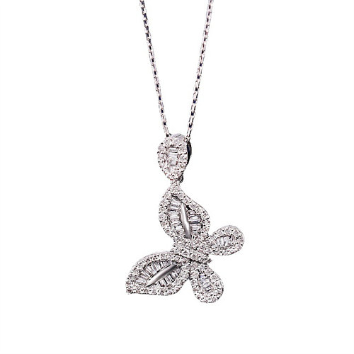 Teens Diamond Butterfly Necklace & Ring Earring Set