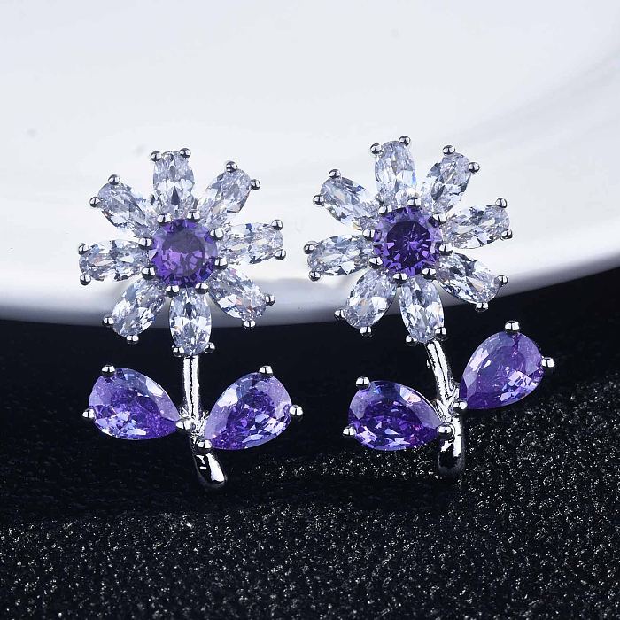 daisy flower crystal and diamond earrings for teens