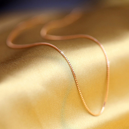 Cadena simple de oro rosa chapada en plata antigua de moda para mujer