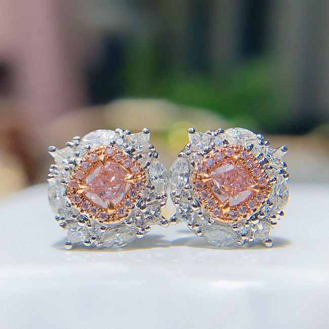 diamond and rose quartz earrings for women