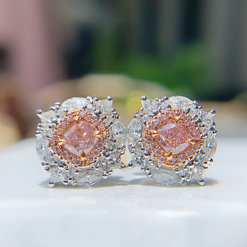 brincos de diamante e quartzo rosa para mulheres