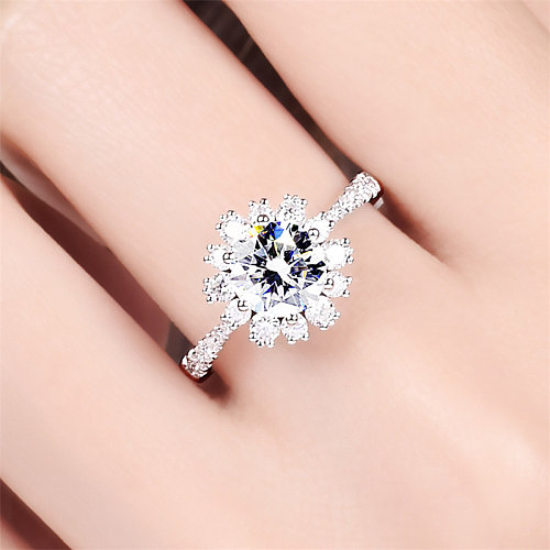 sparkling diamond sunflower rings for women