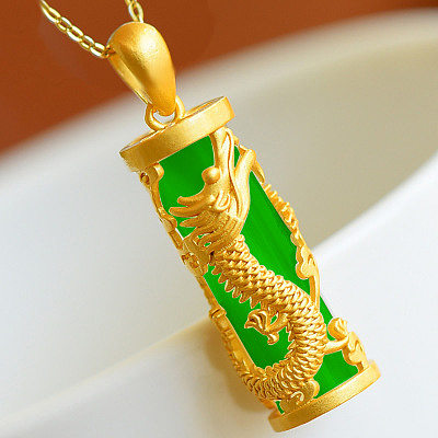 Halskette aus Jade und Gold für Damen und Herren
