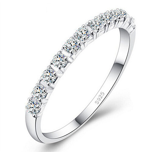 anéis de noivado de diamante banhado a prata para casais