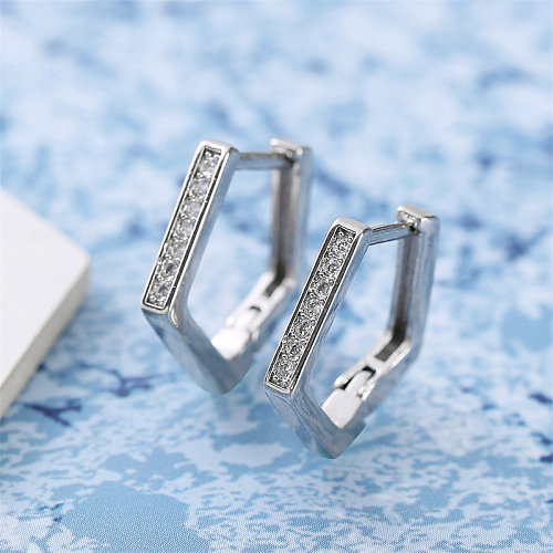 simple silver plated geometry earrings for women