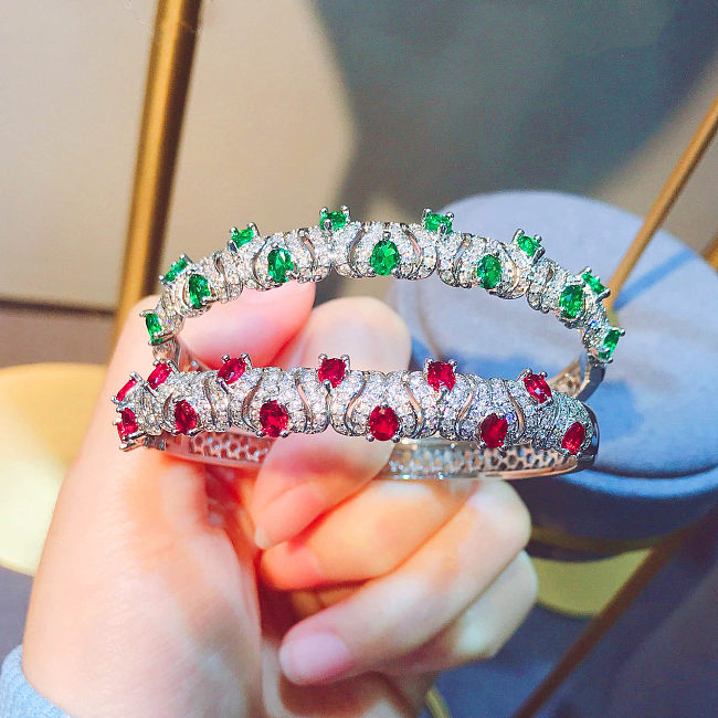 pulseras de piedras preciosas de esmeralda de diamante rojo para mujer