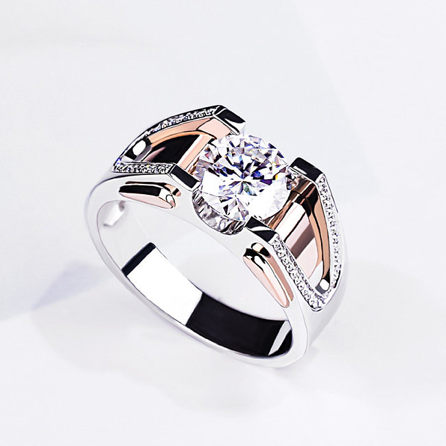 Einfache Verlobungsringe mit 2 Karat Diamantherzen und -pfeilen für Männer