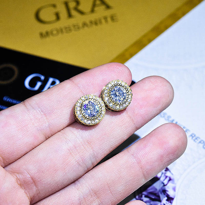 round 2carat diamond moissanite earrings for women