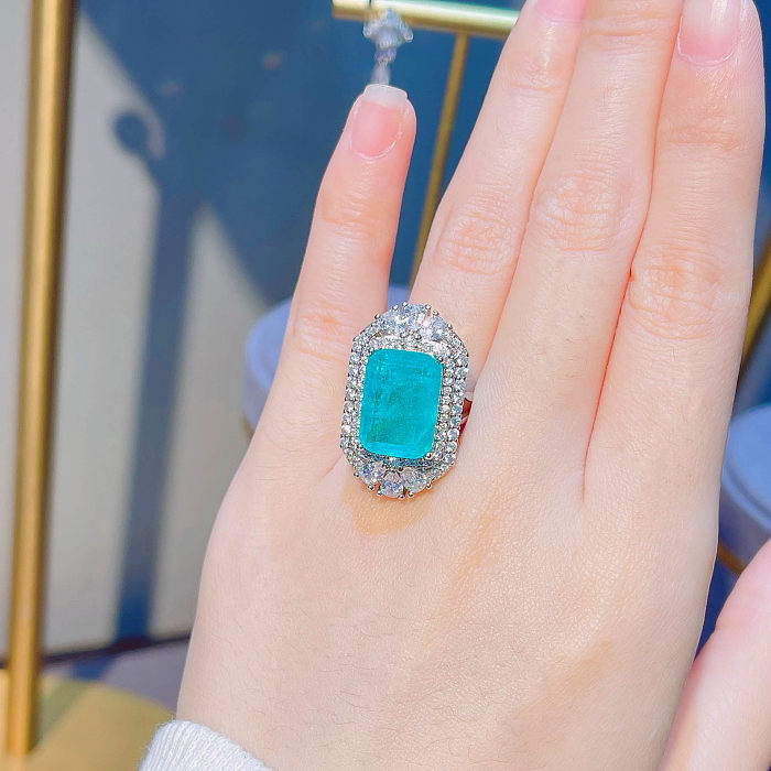 anillos ajustables de diamantes esmeralda natural para mujer