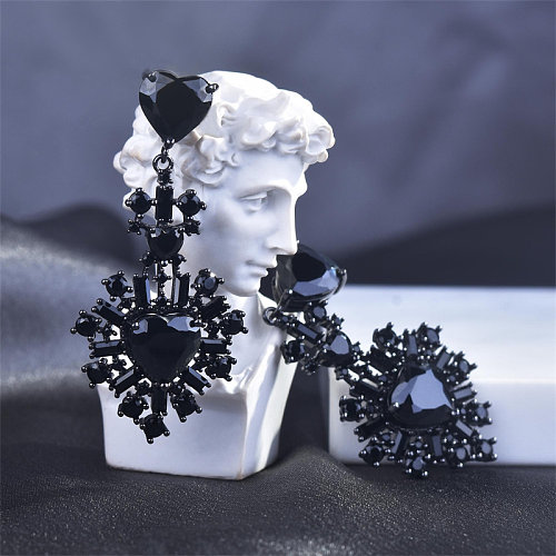 black stone heart baroque earrings for women