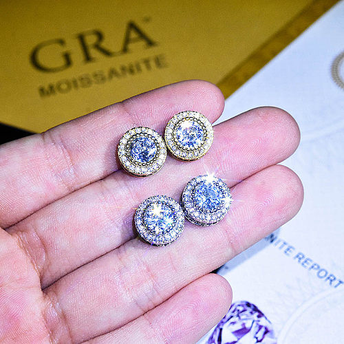 runde Moissanite-Ohrringe mit 2 Karat Diamanten für Damen