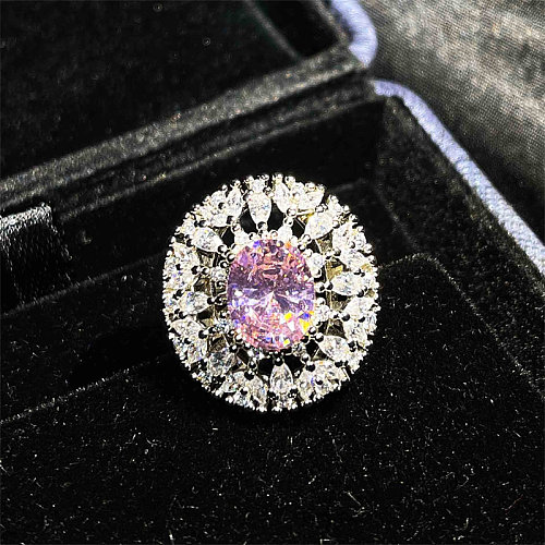 Anéis de diamante de quartzo rosa feminino