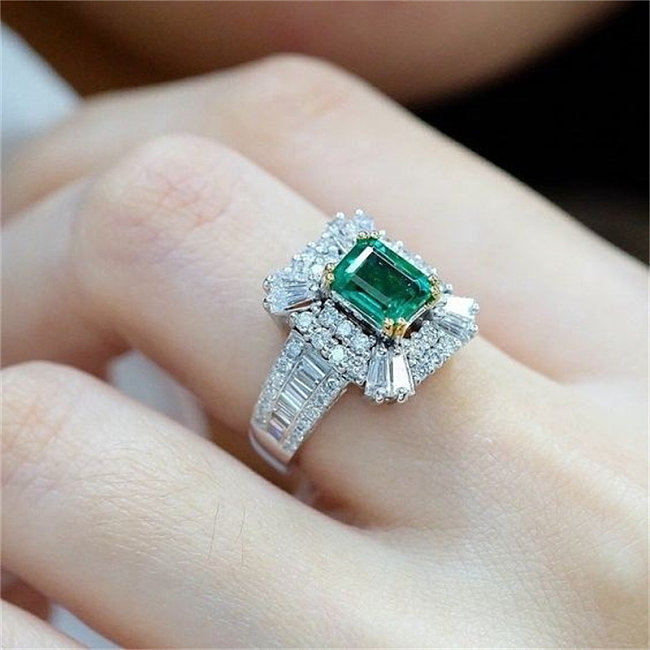 square emerald diamond promise rings for women