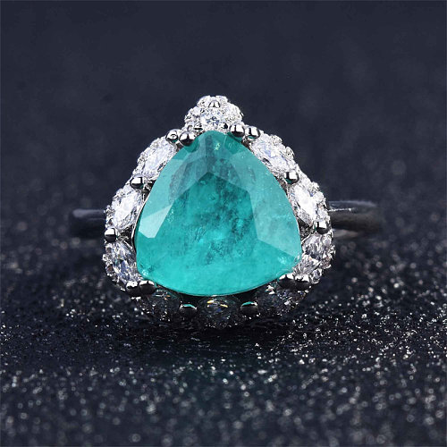 anillo pierre bleue paraiba naturelle avec diamant pour femme