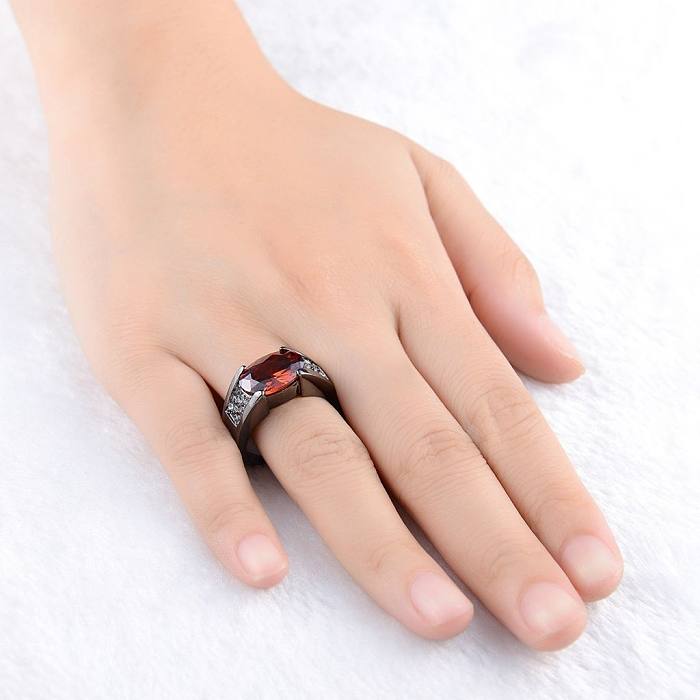 black gold rings with ruby for parties or events