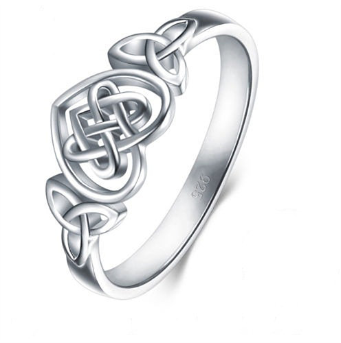 anéis de casamento de coração banhado a prata para mulheres