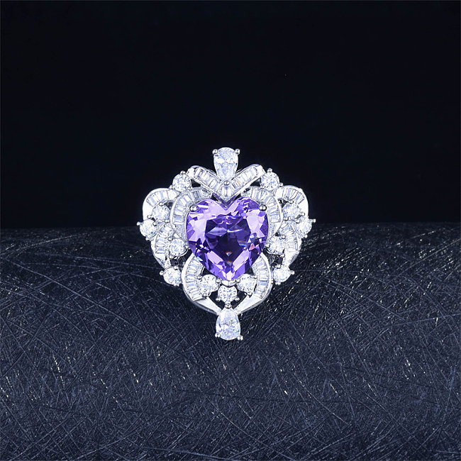 Natural Lavender amethyst Heart ring Set for Women