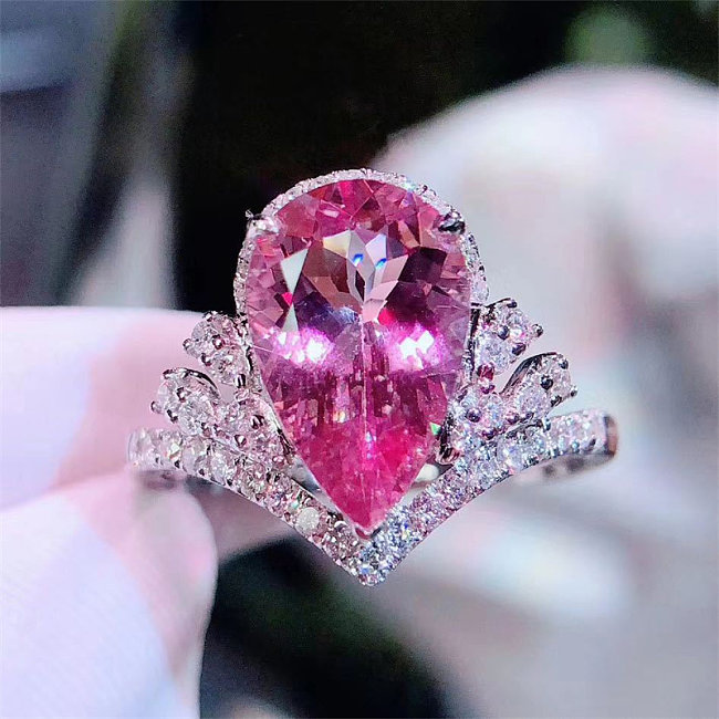 bandes de mariage de diamant de quartz rose pour les femmes