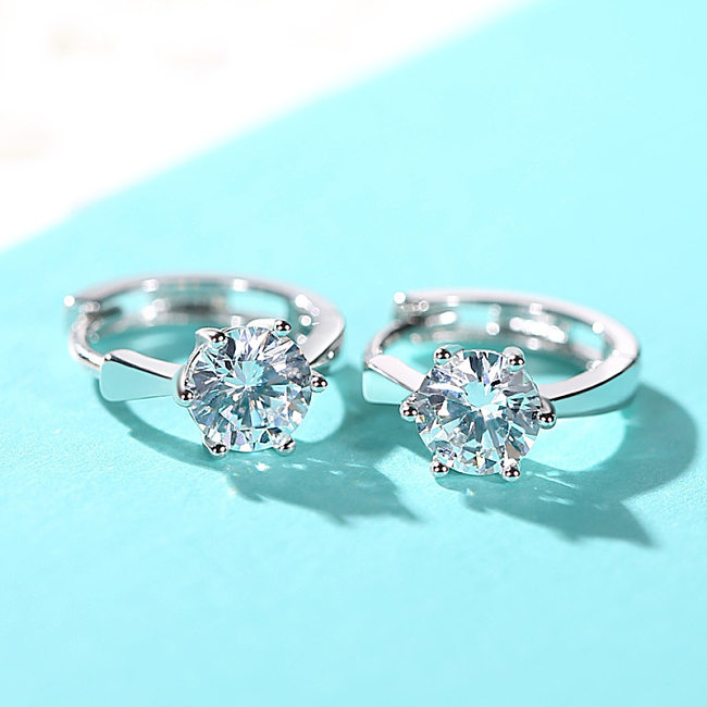 Boucles d'oreilles de mariage en diamant plaqué argent à la mode pour femmes