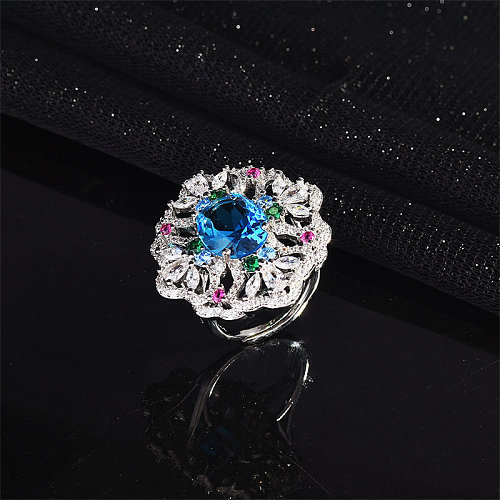 hermosos anillos de flor de diamante aguamarina esmeralda con zafiro para mujer