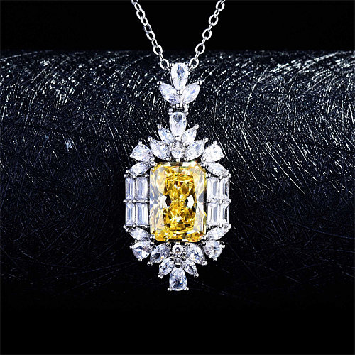 قلادة الماس الكوارتز الأصفر للمرأة مع الماس