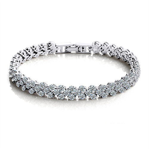 Roman silver plated bracelet with diamonds for women