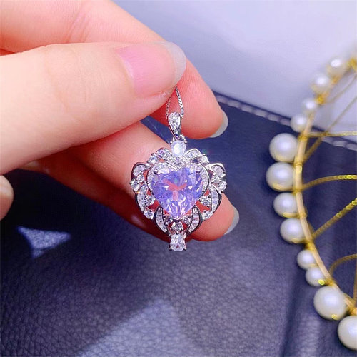 Natural Lavender amethyst Heart Necklace Set for Women