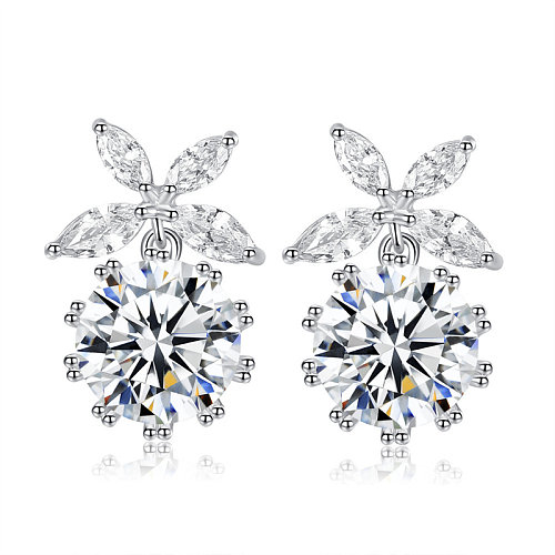 Boucles d'oreilles fleur de diamant de mode personnalisées pour femmes