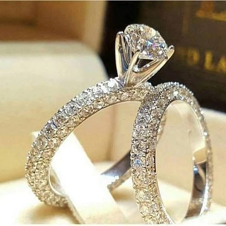 silver plated and diamond wedding rings for women