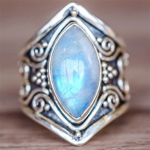 antique silver plated moonstone rings for women