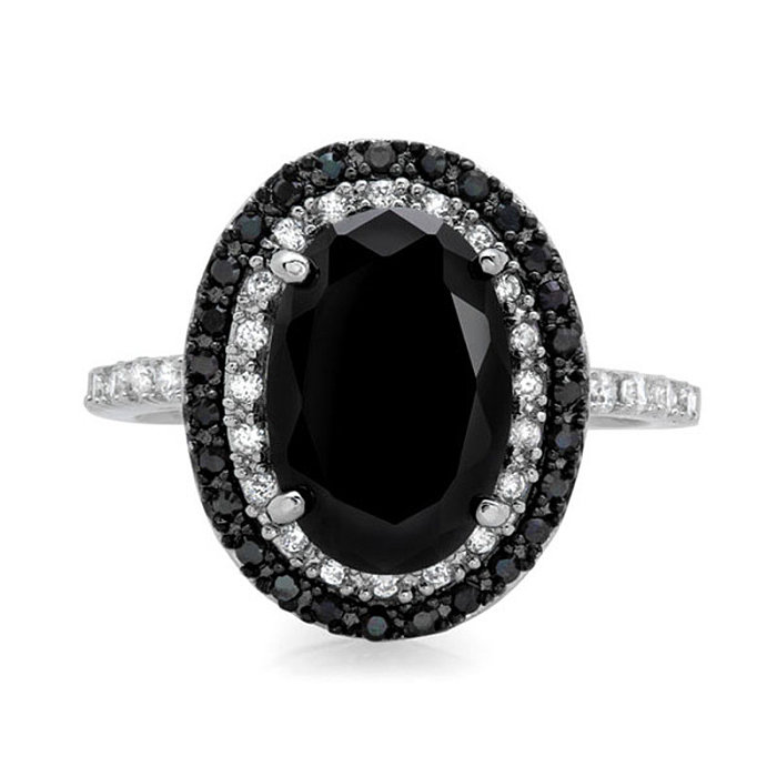 anéis de noivado de pedra preta para mulheres