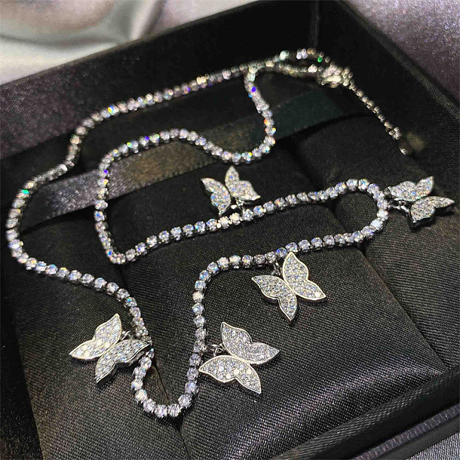 colares de borboleta de diamante de moda personalizados para mulheres