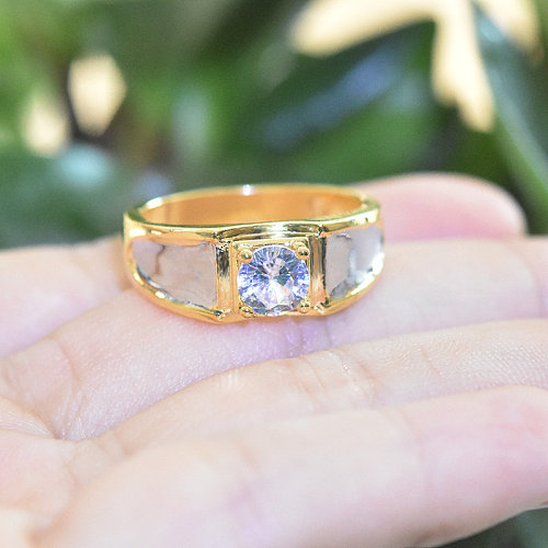 luxury 18k gold wedding rings with zircons for men