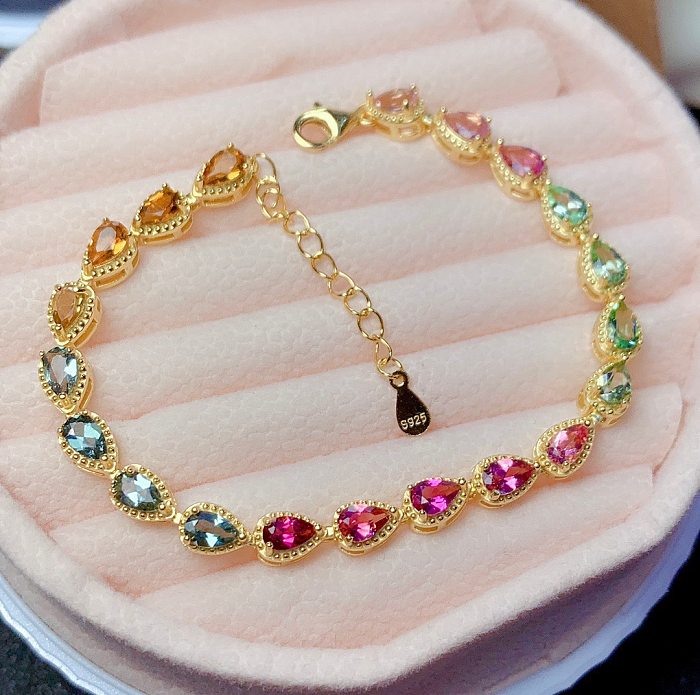 Bracelets boules colorées plaqué or argent 18 carats pour femme