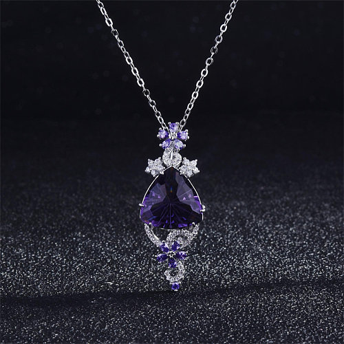 amethyst diamond drop pendant for women