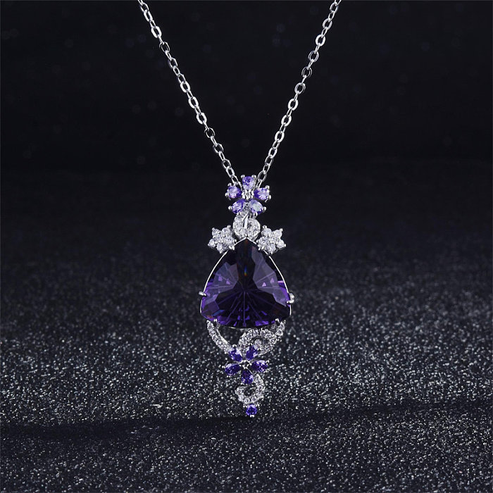 amethyst diamond drop pendant for women