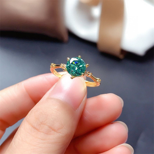 lindos anéis de moissanite verdes para senhora