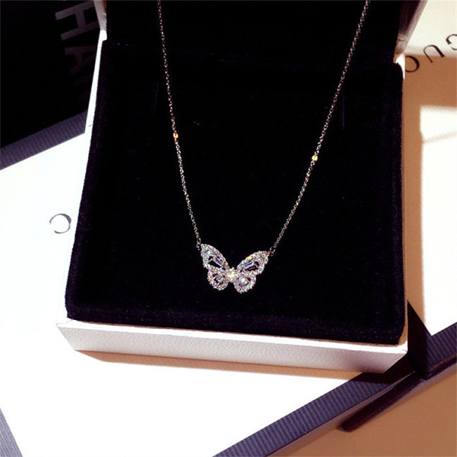 pretty zircon butterfly necklaces for women