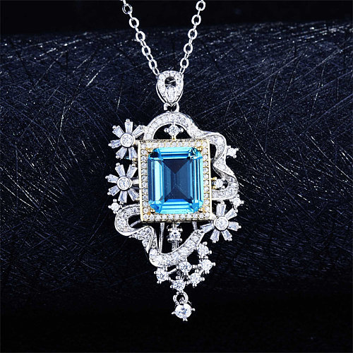 pretty natural aquamarine emerald amethyst diamond flower necklaces for women