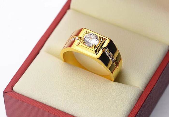 Anéis de diamante de ouro branco de luxo para homens