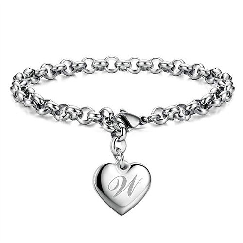 Bracelet Lettre Coeur en Acier Inoxydable pour Femme